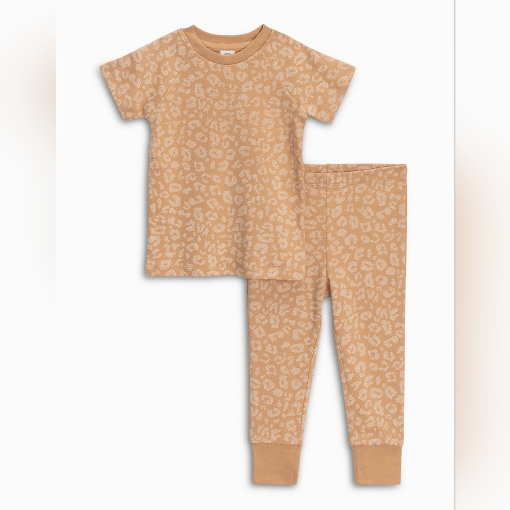 Colored Organics Short Sleeve Jammies - Leopard / Tan